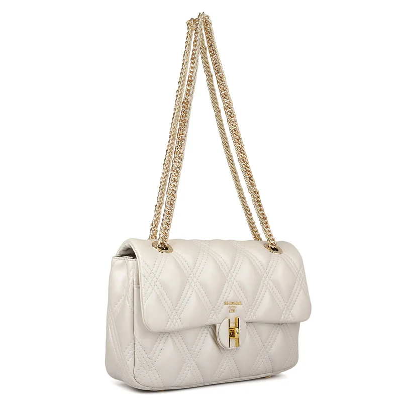 Da Milano Medium Quilting Leather Shoulder Bag - Snow